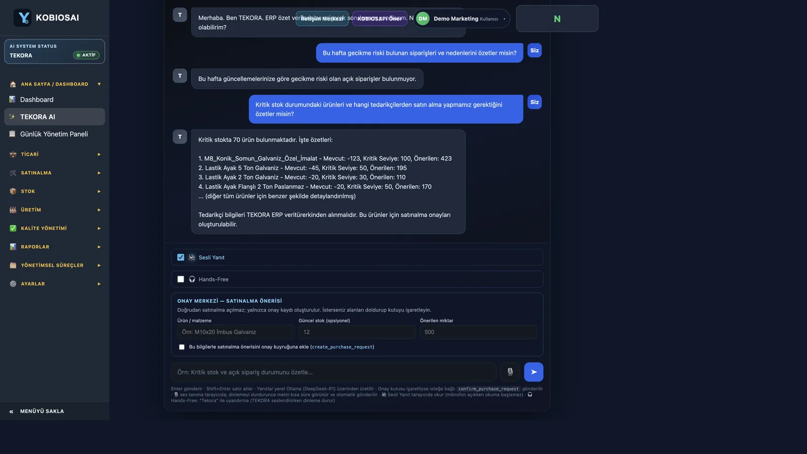 Kobios AI — Kobios AI gerçek ekran görüntüsü